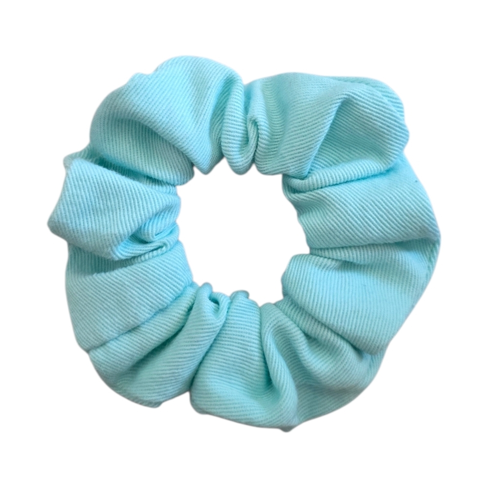 2/$5 Scrunchies (Add To Your Bundle) Aqua Blue Twill Hair‎ Tie Scrunchie